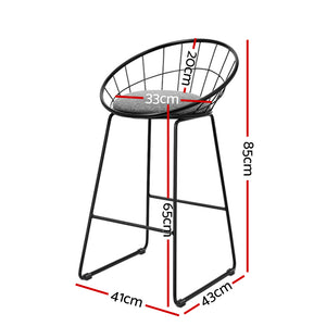 2x Nordic Chair Stools - Metallic/Fabric - Grey Black