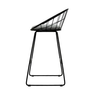 2x Nordic Chair Stools - Metallic/Fabric - Grey Black