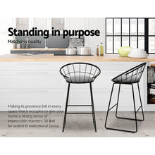 Load image into Gallery viewer, 2x Nordic Chair Stools - Metallic/Fabric - Grey Black
