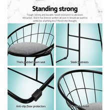 Load image into Gallery viewer, 2x Nordic Chair Stools - Metallic/Fabric - Grey Black
