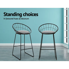 Load image into Gallery viewer, 2x Nordic Chair Stools - Metallic/Fabric - Grey Black
