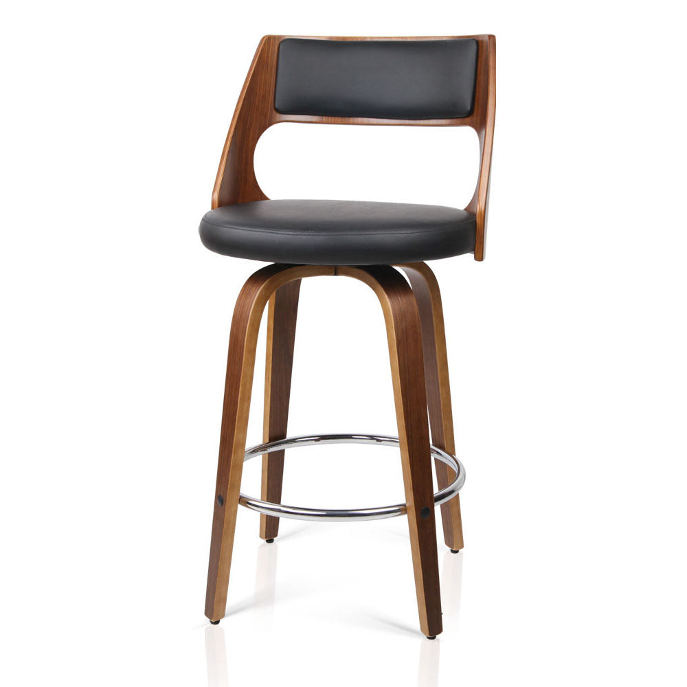 2x Chair Stools - Wood/Metal & Fabric - Black