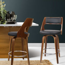 Load image into Gallery viewer, 2x Chair Stools - Wood/Metal &amp; Fabric - Black
