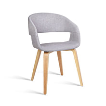 Load image into Gallery viewer, 2x Dining Chairs - Wood/Fabric - Light Grey

