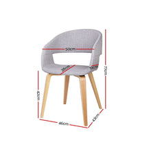 Load image into Gallery viewer, 2x Dining Chairs - Wood/Fabric - Light Grey
