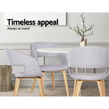 Load image into Gallery viewer, 2x Dining Chairs - Wood/Fabric - Light Grey
