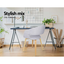 Load image into Gallery viewer, 2x Dining Chairs - Wood/Fabric - Light Grey
