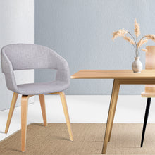 Load image into Gallery viewer, 2x Dining Chairs - Wood/Fabric - Light Grey
