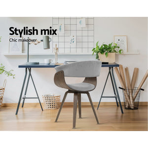 Artiss Dining chairs Bentwood Chair Kitchen Velvet Fabric Timber Wood Retro Grey