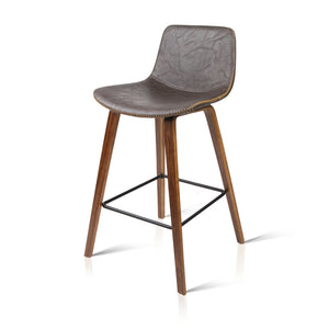2x Chair Stools - PU Leather - Walnut