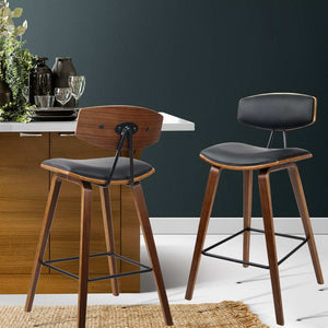 2x Chair Stools - PU Leather - Black
