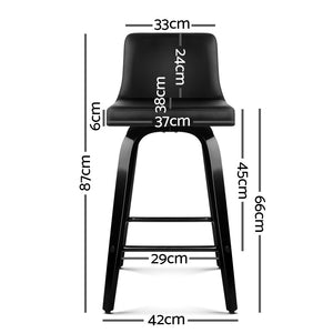 2x Chair Stools - Wood/Metal & Leather - Black