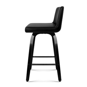2x Chair Stools - Wood/Metal & Leather - Black