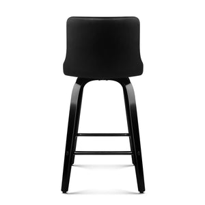2x Chair Stools - Wood/Metal & Leather - Black