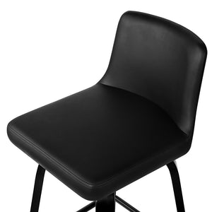 2x Chair Stools - Wood/Metal & Leather - Black