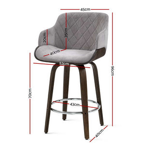 Chair Stool - Velvet/Wood - Swivel - Grey