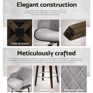 Chair Stool - Velvet/Wood - Swivel - Grey