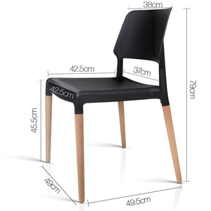 4x Stackable Chairs - Wood - Black
