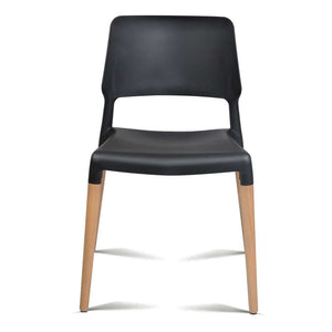 4x Stackable Chairs - Wood - Black