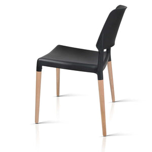 4x Stackable Chairs - Wood - Black