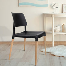 Load image into Gallery viewer, 4x Stackable Chairs - Wood - Black
