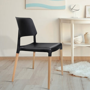4x Stackable Chairs - Wood - Black