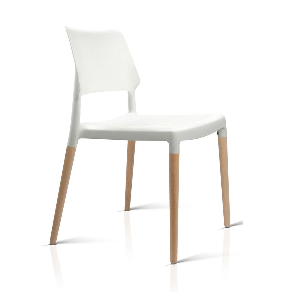 4x Stackable Chairs - Wood - White