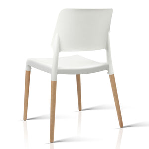 4x Stackable Chairs - Wood - White
