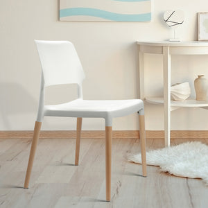 4x Stackable Chairs - Wood - White