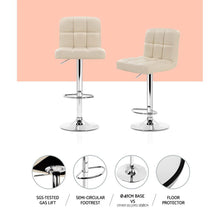 Load image into Gallery viewer, 2x Chair Stools - Leather - Gas Lift - Swivel - Beige
