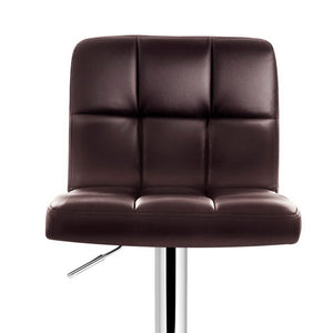 2x Chair Stools - Leather/Chrome - Gas Lift - Swivel - Chocolate