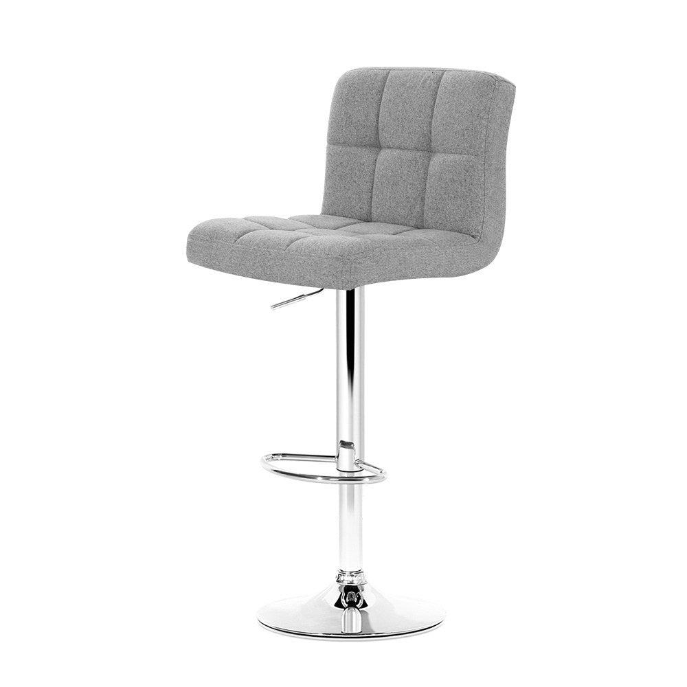 2x Chair Stools - Fabric - Gas Lift - Swivel - Grey