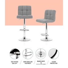 Load image into Gallery viewer, 2x Chair Stools - Fabric - Gas Lift - Swivel - Grey
