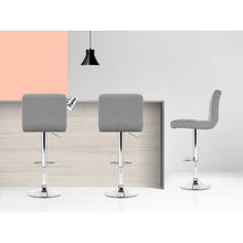 Load image into Gallery viewer, 2x Chair Stools - Fabric - Gas Lift - Swivel - Grey
