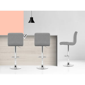 2x Chair Stools - Fabric - Gas Lift - Swivel - Grey