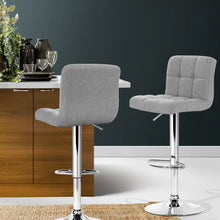 Load image into Gallery viewer, 2x Chair Stools - Fabric - Gas Lift - Swivel - Grey
