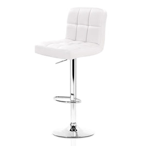 2x Chair Stools - PU Leather - Gas Lift - Swivel - White
