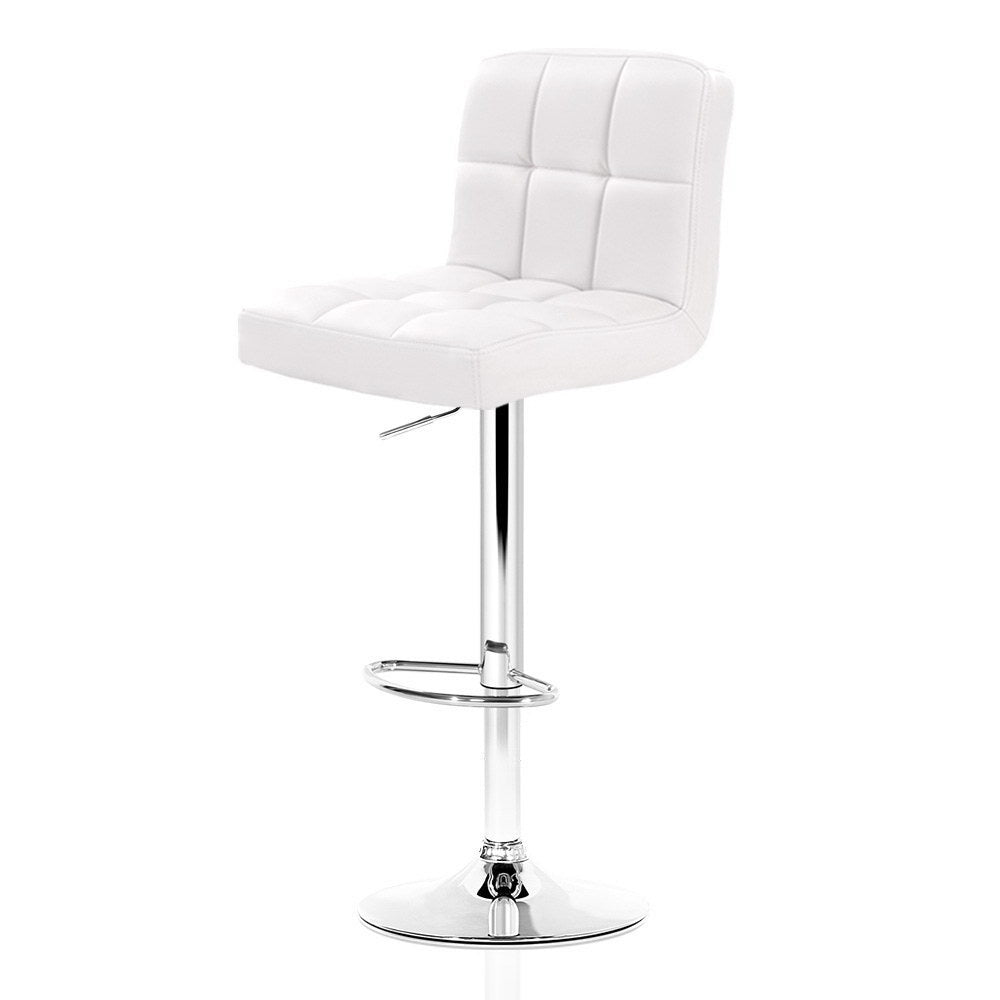 2x Chair Stools - PU Leather - Gas Lift - Swivel - White
