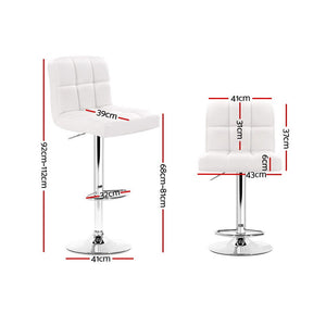 2x Chair Stools - PU Leather - Gas Lift - Swivel - White
