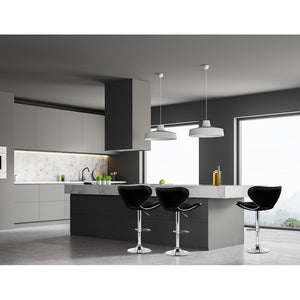 2x Chair Stools - PU Leather / Chrome - Gas Lift - Swivel - Black