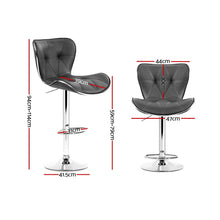 Load image into Gallery viewer, 2x Chair Stools - Leather - Gas Lift - Swivel - Grey
