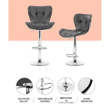Load image into Gallery viewer, 2x Chair Stools - Leather - Gas Lift - Swivel - Grey
