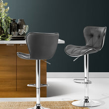 Load image into Gallery viewer, 2x Chair Stools - Leather - Gas Lift - Swivel - Grey
