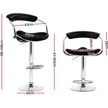 Load image into Gallery viewer, 2x Chair Stools - Leather/Chrome - Gas Lift - Swivel - Black
