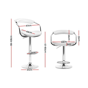2x Chair Stools - PU Leather - White