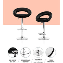 Load image into Gallery viewer, 2x Chair Stools - Leather / Chrome - Gas Lift - Swivel - Black
