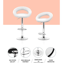 Load image into Gallery viewer, 2x Chair Stools - Leather / Chrome - Gas Lift - Swivel - White
