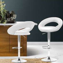 Load image into Gallery viewer, 2x Chair Stools - Leather / Chrome - Gas Lift - Swivel - White
