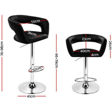 Load image into Gallery viewer, 2x Chair Stools - Leather/ Chrome - Gas Lift - Swivel - Black
