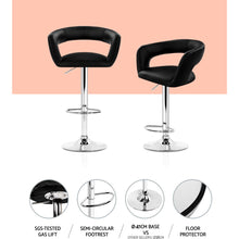 Load image into Gallery viewer, 2x Chair Stools - Leather/ Chrome - Gas Lift - Swivel - Black
